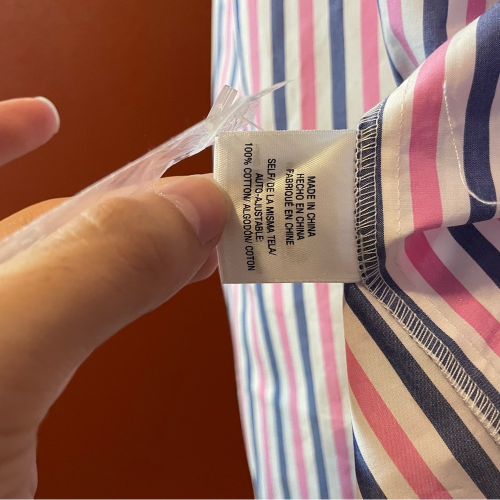 Favorite Daughter Women’s‎ NWT Ex Boyfriend Pink & Blue Pinstripe Cotton Shirt - Picture 4 of 5